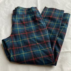 Talbots Holiday Party Tartan Wool Tapered Slim Ankle Pants Plaid size 10